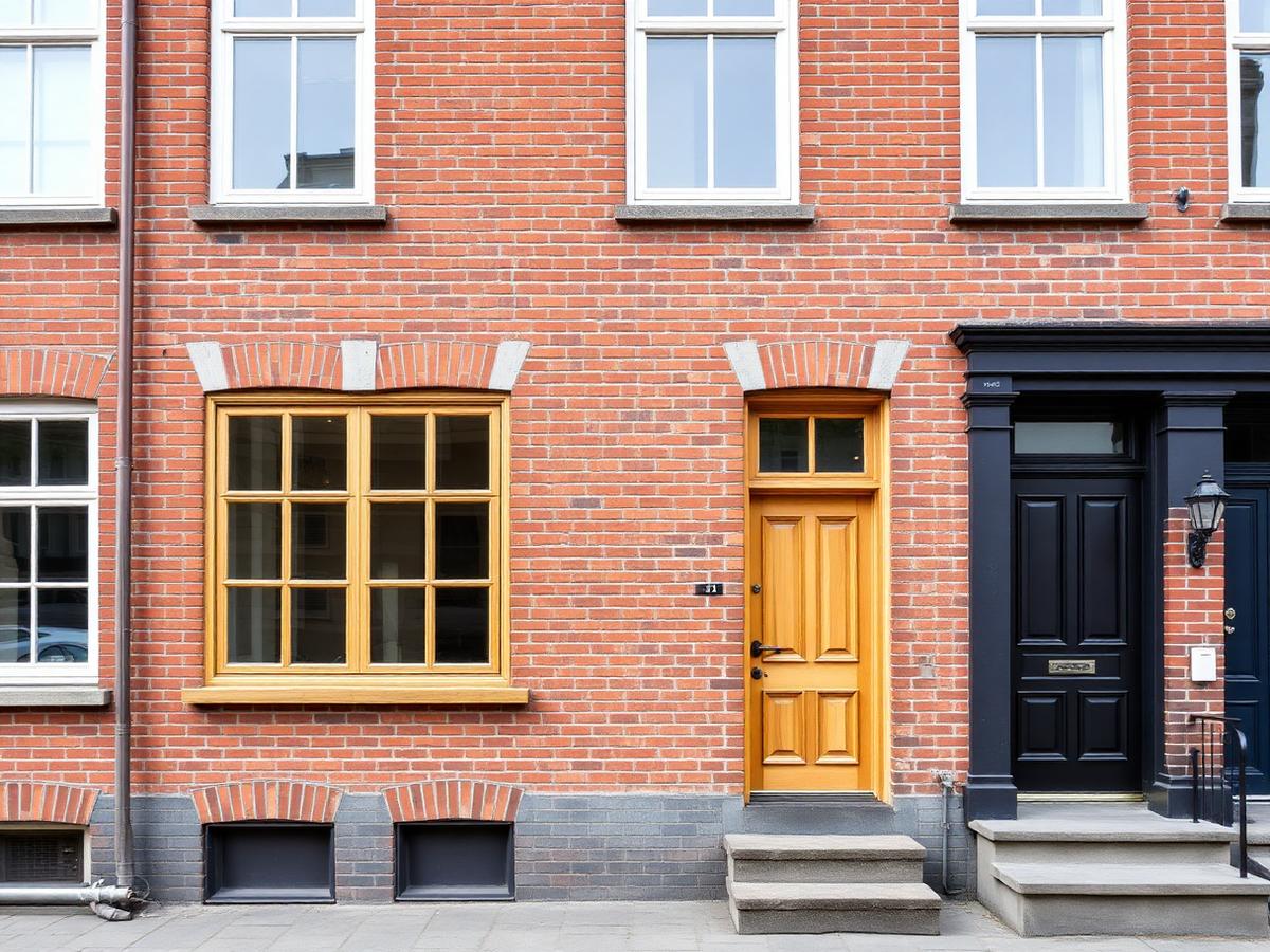 Nye trævinduer og hoveddør i facade i København